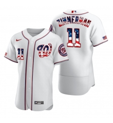 Men Washington Nationals 11 Ryan Zimmerman Men Nike White Fluttering USA Flag Limited Edition Flex Base MLB Jersey