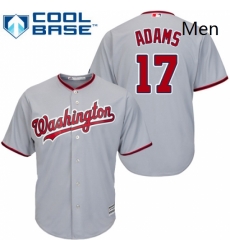 Mens Majestic Washington Nationals 17 Matt Adams Replica Grey Road Cool Base MLB Jersey 