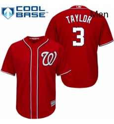 Mens Majestic Washington Nationals 3 Michael Taylor Replica Red Alternate 1 Cool Base MLB Jersey