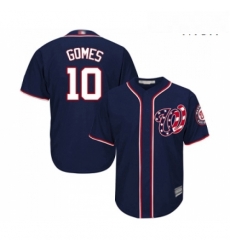 Mens Washington Nationals 10 Yan Gomes Replica Navy Blue Alternate 2 Cool Base Baseball Jersey 