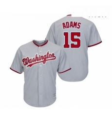 Mens Washington Nationals 15 Matt Adams Replica Grey Road Cool Base Baseball Jersey 