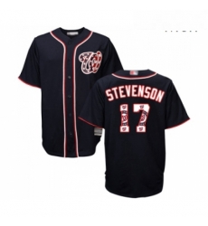 Mens Washington Nationals 17 Andrew Stevenson Authentic Navy Blue Team Logo Fashion Cool Base Baseball Jersey 