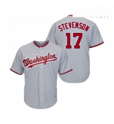 Mens Washington Nationals 17 Andrew Stevenson Replica Grey Road Cool Base Baseball Jersey 