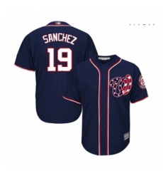 Mens Washington Nationals 19 Anibal Sanchez Replica Navy Blue Alternate 2 Cool Base Baseball Jersey 