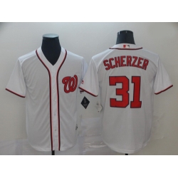 Nationals 31 Max Scherzer White Cool Base Jersey