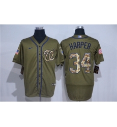 Nationals 34 Bryce Harper Olive 2020 Nike Cool Base Jersey