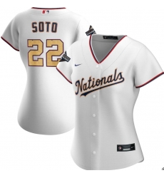 Women Nationals 22 Juan Soto White Gold Women Nike 2020 Gold Program Cool Base Jersey