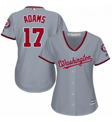 Womens Majestic Washington Nationals 17 Matt Adams Replica Grey Road Cool Base MLB Jersey 