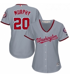 Womens Majestic Washington Nationals 20 Daniel Murphy Replica Grey Road Cool Base MLB Jersey