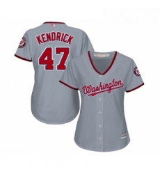 Womens Washington Nationals 47 Howie Kendrick Replica Grey Road Cool Base Baseball Jersey 