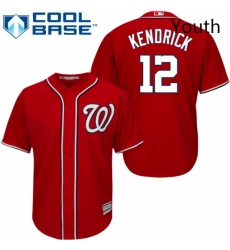 Youth Majestic Washington Nationals 12 Howie Kendrick Authentic Red Alternate 1 Cool Base MLB Jersey 