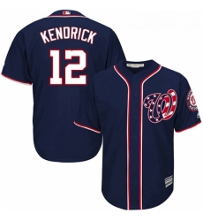 Youth Majestic Washington Nationals 12 Howie Kendrick Replica Navy Blue Alternate 2 Cool Base MLB Jersey 