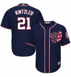 Youth Majestic Washington Nationals 21 Brandon Kintzler Replica Navy Blue Alternate 2 Cool Base MLB Jersey 