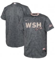 Youth Washington Nationals Blank 2022 Grey City Connect Cherry Blossom Stitched Baseball Jersey