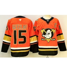 Men Anaheim Ducks 15 Ryan Getzlaf Orange Black 2024 25 With C Patch Stitched Jersey