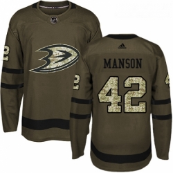 Youth Adidas Anaheim Ducks 42 Josh Manson Premier Green Salute to Service NHL Jersey 