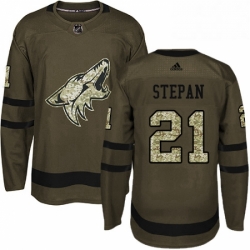 Youth Adidas Arizona Coyotes 21 Derek Stepan Premier Green Salute to Service NHL Jersey 