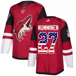 Youth Adidas Arizona Coyotes 27 Teppo Numminen Authentic Red USA Flag Fashion NHL Jersey 