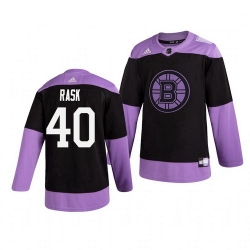 Bruins 40 Tuukka Rask Black Purple Hockey Fights Cancer Adidas Jersey