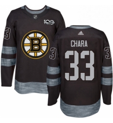 Mens Adidas Boston Bruins 33 Zdeno Chara Premier Black 1917 2017 100th Anniversary NHL Jersey 