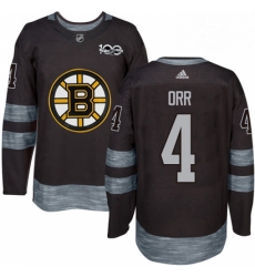 Mens Adidas Boston Bruins 4 Bobby Orr Premier Black 1917 2017 100th Anniversary NHL Jersey 