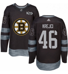 Mens Adidas Boston Bruins 46 David Krejci Authentic Black 1917 2017 100th Anniversary NHL Jersey 