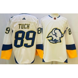 Men Buffalo Sabres 89 Alex Tuch White 2022 23 Reverse Retro Stitched Jersey