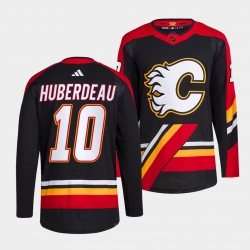 Men Calgary Flames 10 Jonathan Huberdeau Black 2022 23 Reverse Retro Stitched Jersey