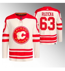 Men Calgary Flames 63 Adam Ruzicka 2023 Cream Heritage Classic Primegreen Stitched Jersey