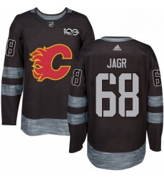 Mens Adidas Calgary Flames 68 Jaromir Jagr Authentic Black 1917 2017 100th Anniversary NHL Jersey 