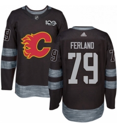 Mens Adidas Calgary Flames 79 Michael Ferland Authentic Black 1917 2017 100th Anniversary NHL Jersey 