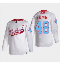 Men Chicago Blackhawks 48 Wyatt Kalynuk 2022 Community Night White Stitched jersey