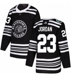 Mens Adidas Chicago Blackhawks 23 Michael Jordan Authentic Black 2019 Winter Classic NHL Jersey 