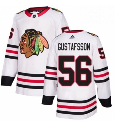 Mens Adidas Chicago Blackhawks 56 Erik Gustafsson Authentic White Away NHL Jersey 