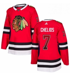 Mens Adidas Chicago Blackhawks 7 Chris Chelios Authentic Red Drift Fashion NHL Jersey 