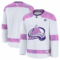 Men Colorado Avalanche Blank White 2024 Fights Cancer Stitched Jersey