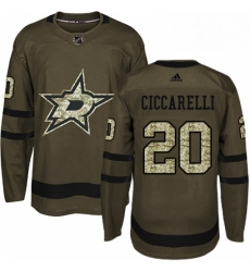 Mens Adidas Dallas Stars 20 Dino Ciccarelli Authentic Green Salute to Service NHL Jersey 