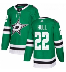 Youth Adidas Dallas Stars 22 Brett Hull Authentic Green Home NHL Jersey 