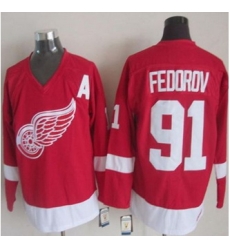 Detroit Red Wings #91 Sergei Fedorov Red CCM Throwback Stitched NHL Jersey