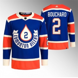 Men Edmonton Oilers 2 Evan Bouchard 2023 Royal Heritage Classic Primegreen Stitched Jersey