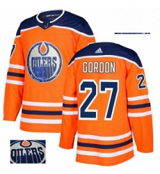 Mens Adidas Edmonton Oilers 27 Boyd Gordon Authentic Orange Fashion Gold NHL Jersey 