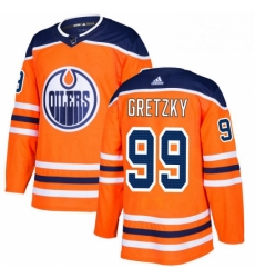 Mens Adidas Edmonton Oilers 99 Wayne Gretzky Authentic Orange Home NHL Jersey 