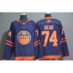 Oilers 74 Ethan Bear Navy Adidas Jersey