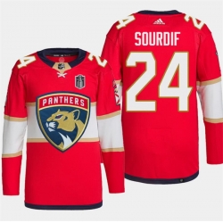 Men Florida Panthers 24 Justin Sourdif Red 2024 Stanley Cup Final Stitched Jersey