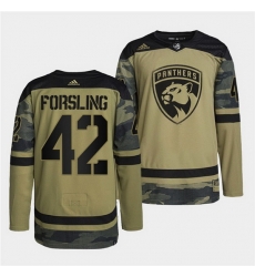 Men Florida Panthers 42 Gustav Forsling 2022 Camo Military Appreciation Night Stitched jersey