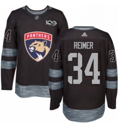 Mens Adidas Florida Panthers 34 James Reimer Premier Black 1917 2017 100th Anniversary NHL Jersey 