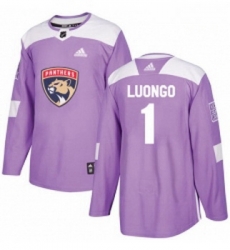 Youth Adidas Florida Panthers 1 Roberto Luongo Authentic Purple Fights Cancer Practice NHL Jersey 