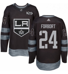 Mens Adidas Los Angeles Kings 24 Derek Forbort Authentic Black 1917 2017 100th Anniversary NHL Jersey 