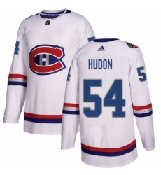 Mens Adidas Montreal Canadiens 54 Charles Hudon Authentic White 2017 100 Classic NHL Jersey 