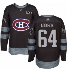 Mens Adidas Montreal Canadiens 64 Jeremiah Addison Premier Black 1917 2017 100th Anniversary NHL Jersey 